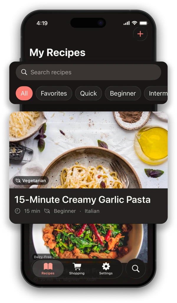 Screenshot of Garlic app importing a recipe from a shared TikTok link