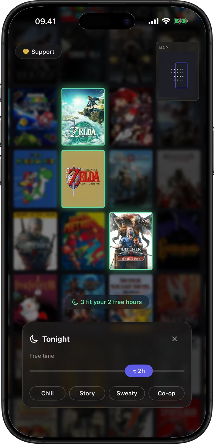Playwall suggesting a single game to play tonight