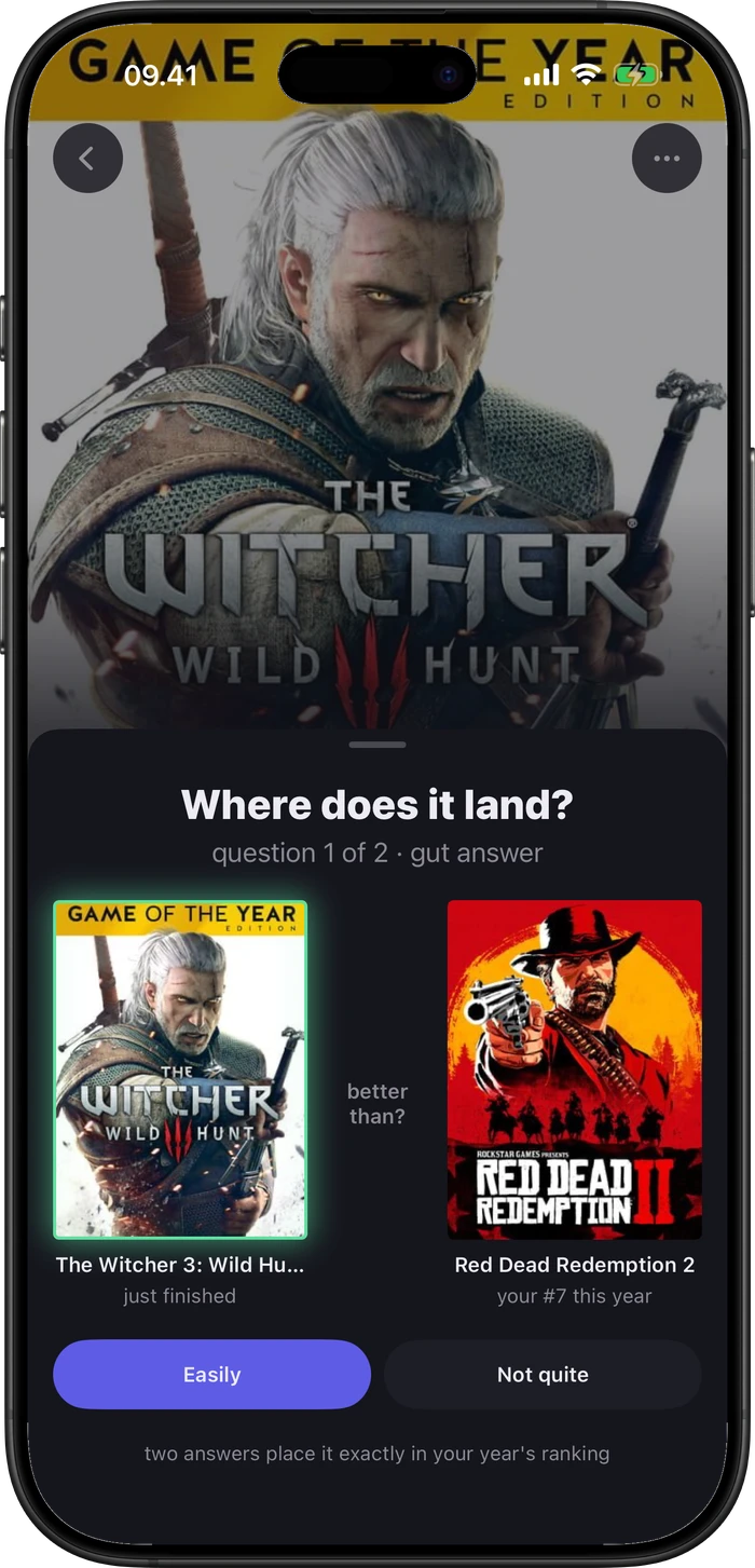 Playwall's two-question rating after finishing a game